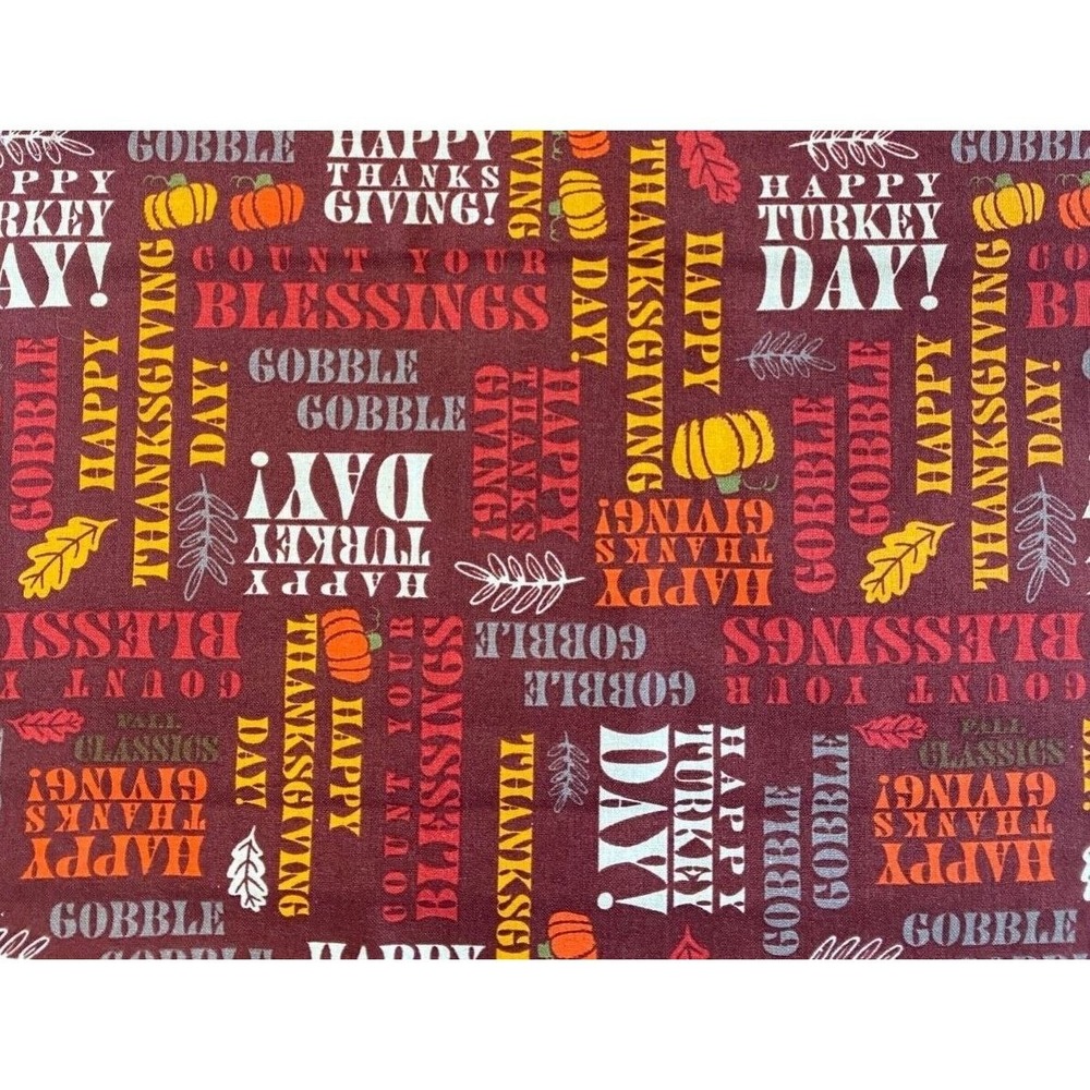 Lot‎ of 2 Thanksgiving Fall Fat Quarter 18" x 21" Cotton Fabric Crafts